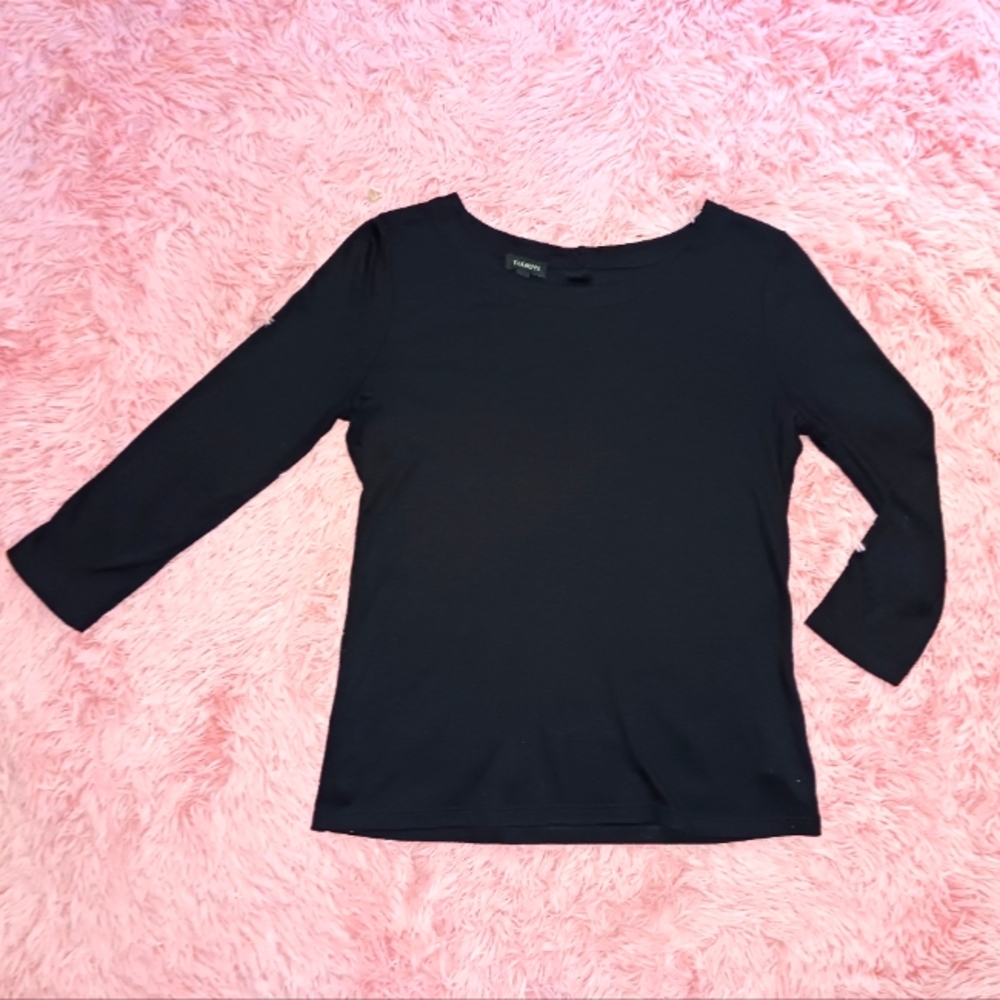 TALBOTS basic black 3/4 sleeve black top, XS